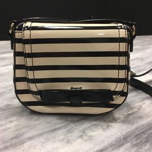 Kate Spade Black and Cream Striped Crossbody Purse